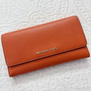 Michael Kors Jet‎ Set Travel Trifold Leather Clutch Wallet, Orange
